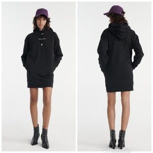 The Kooples Hooded Fleece Logo Dress in Black